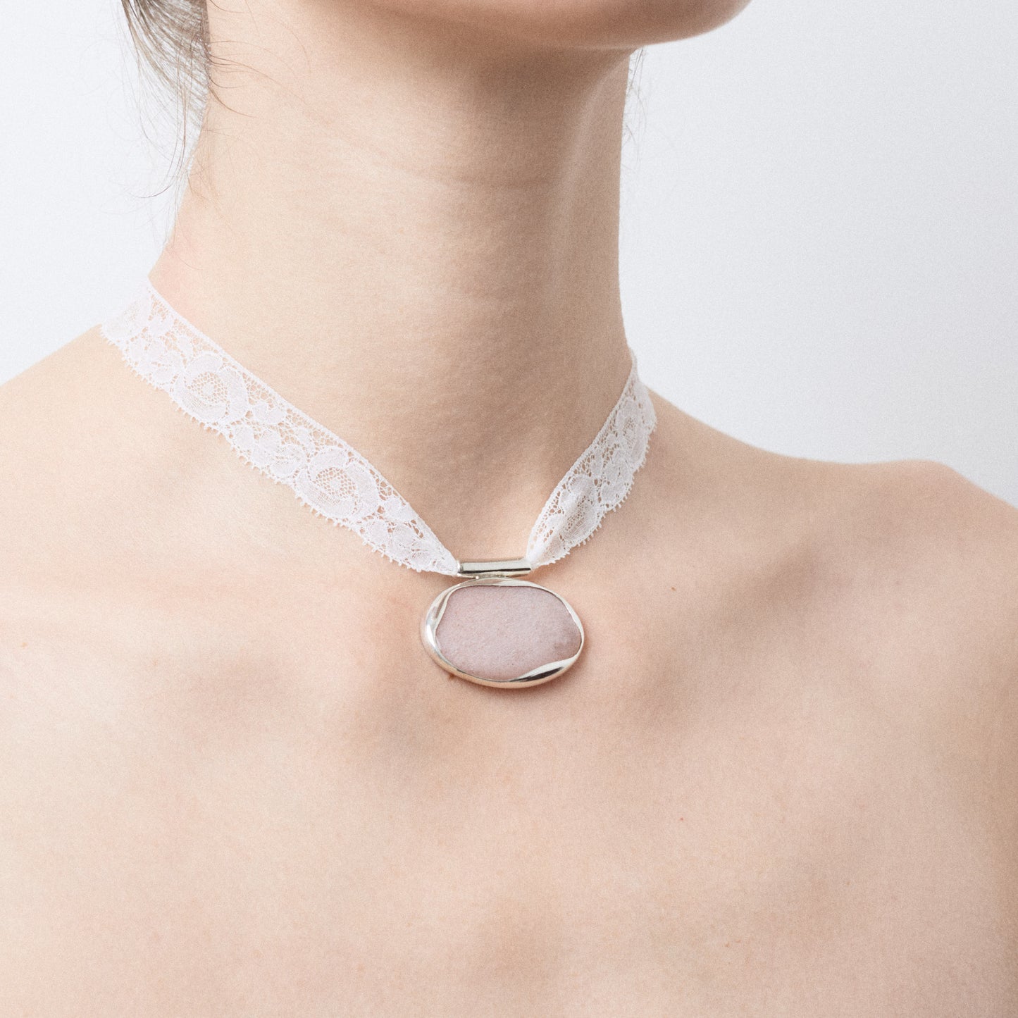Pendentif Magma - pierre de lune rose de Madras