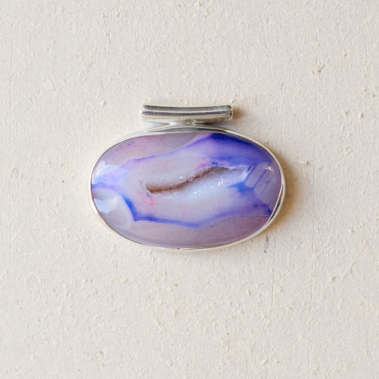 Pendentif magma - agate druze teinte